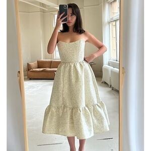 white christmas dresses The Virginia Dress in Light Pink Windsor Brocade 4 / Light Pink Windsor Brocade main image 0